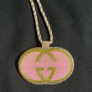 Hand beaded medallion necklace